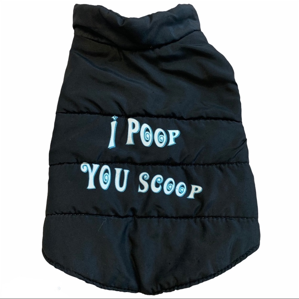DOG “I Poop You Scoop” Black Coat Sz S